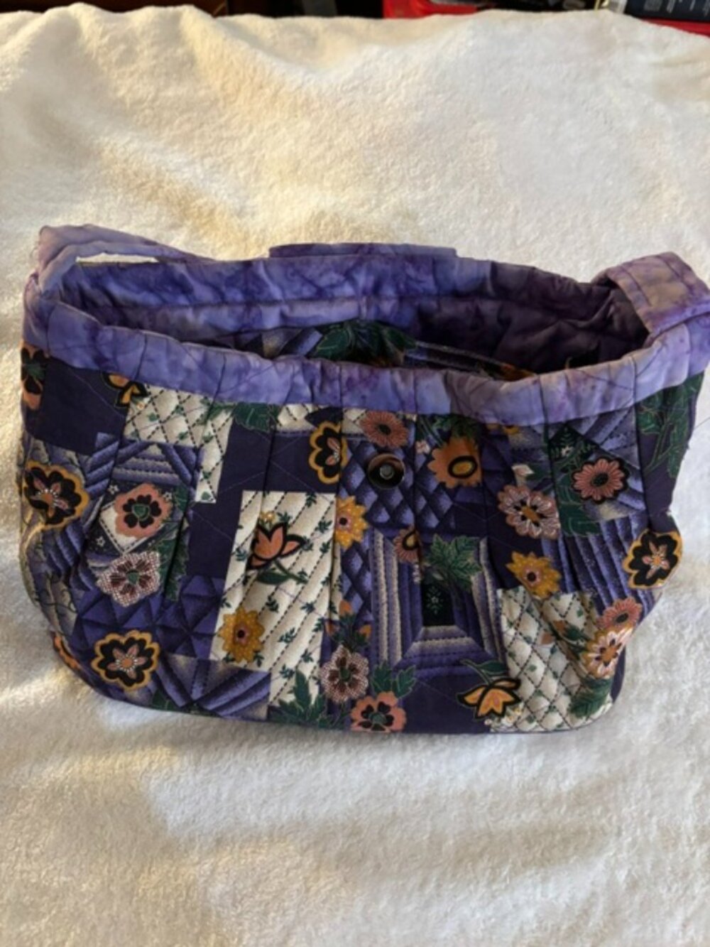 Unbranded Handmade Purple Patchwork Floral Shoulder Bag